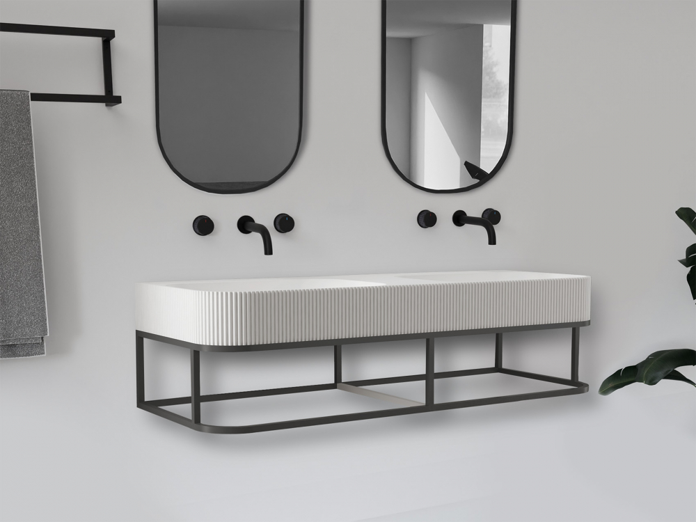 Abber Stein Консоль с раковиной подвесная 120x45x32h см, цвет: черный AS2646