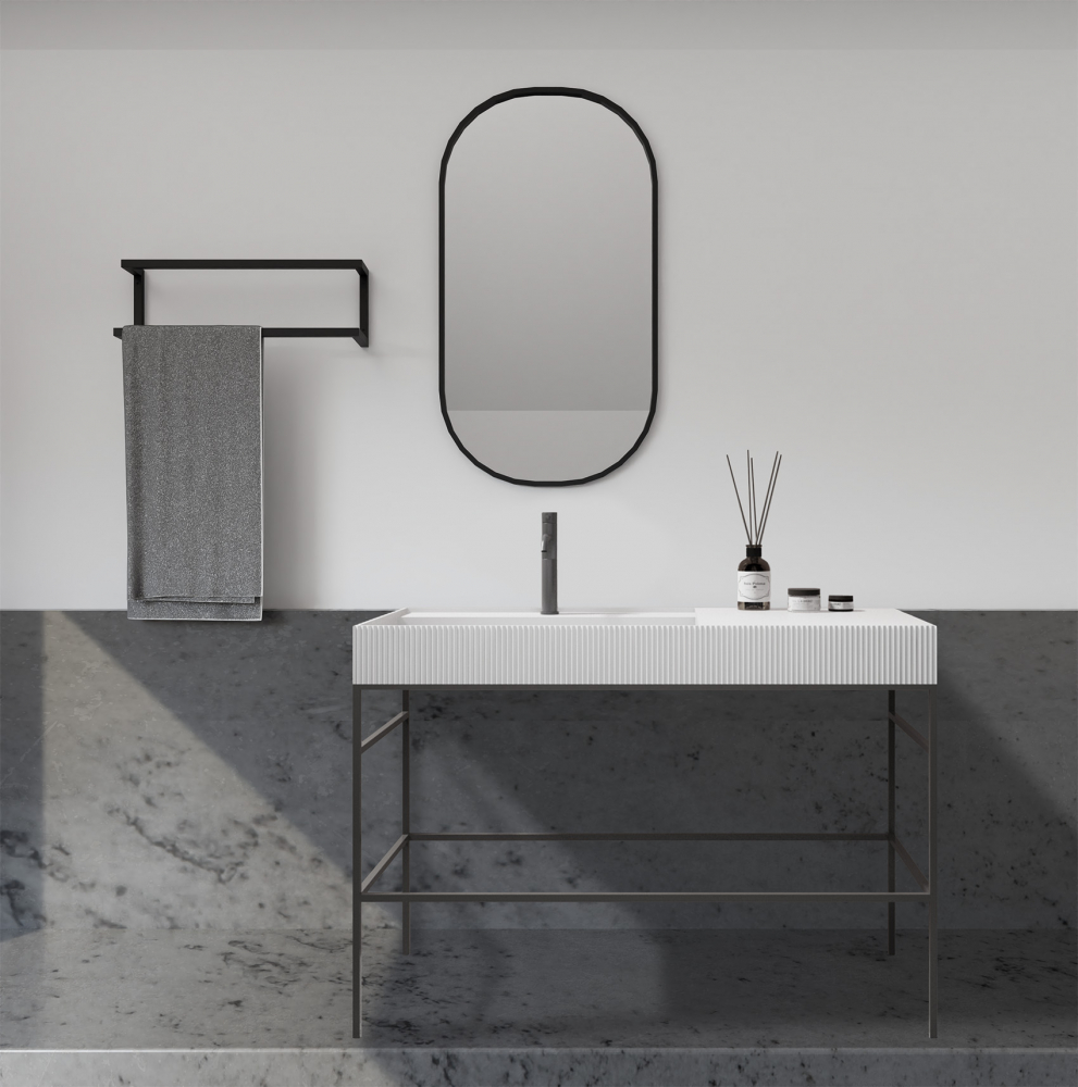 Abber Stein Консоль с раковиной напольная 120x48x85h см, цвет: черный AS2647