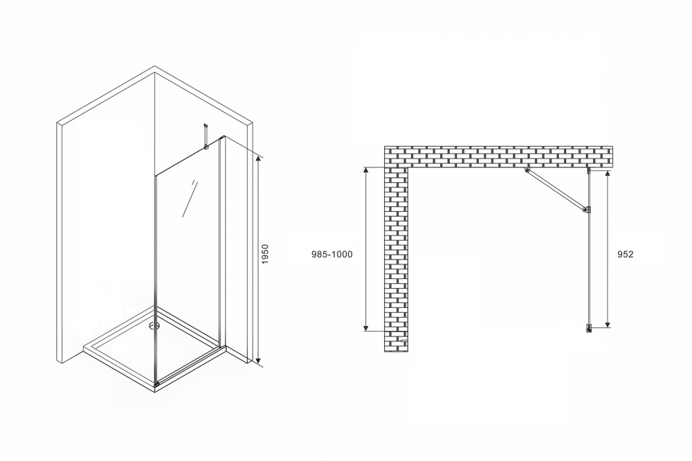 Abber Zart Боковая стенка, стекло 6мм 100x195h см, цвет: хром S101