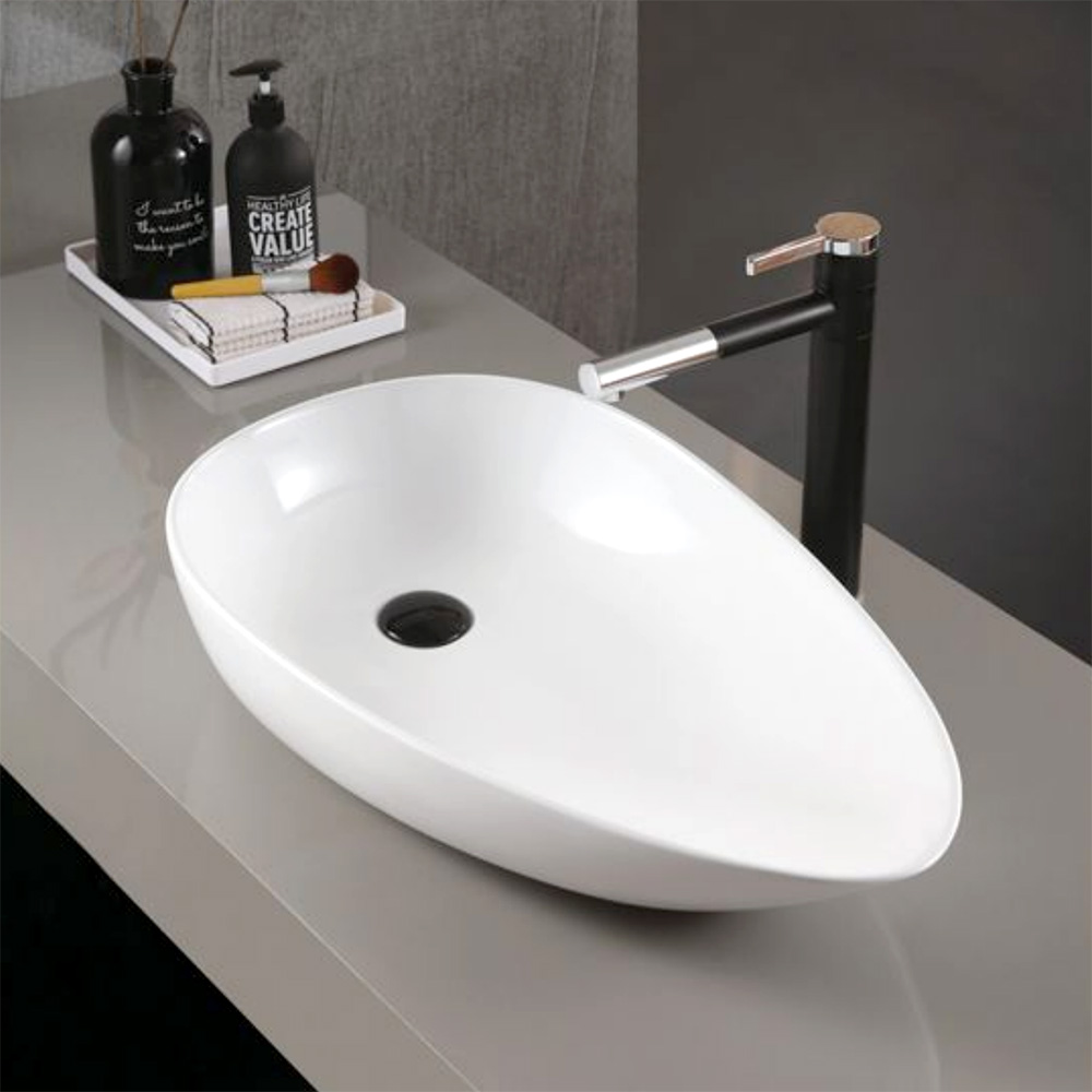 Abber Bequem Раковина накладная овальная 59x36x11h см, цвет: белый матовый AC2117MW