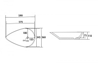 Abber Bequem Раковина накладная овальная 59x36x11h см, цвет: белый матовый AC2117MW