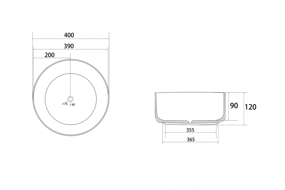Abber Bequem Раковина накладная круглая 40x40x12h см, цвет: белый матовый AC2109MW