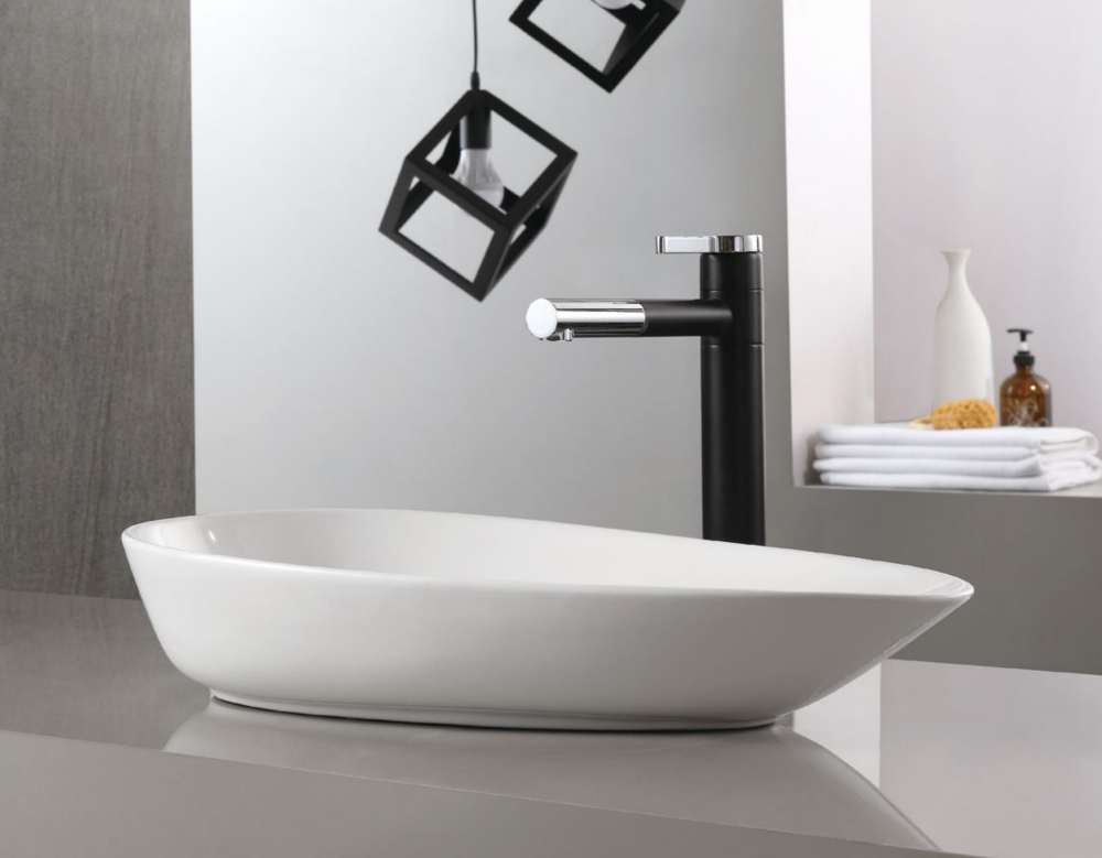 Abber Bequem Раковина накладная овальная 59x36x11h см, цвет: белый AC2117