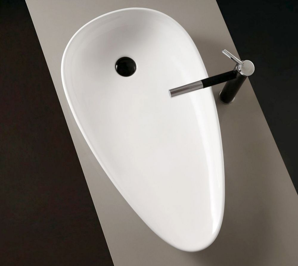 Abber Bequem Раковина накладная овальная 59x36x11h см, цвет: белый AC2117