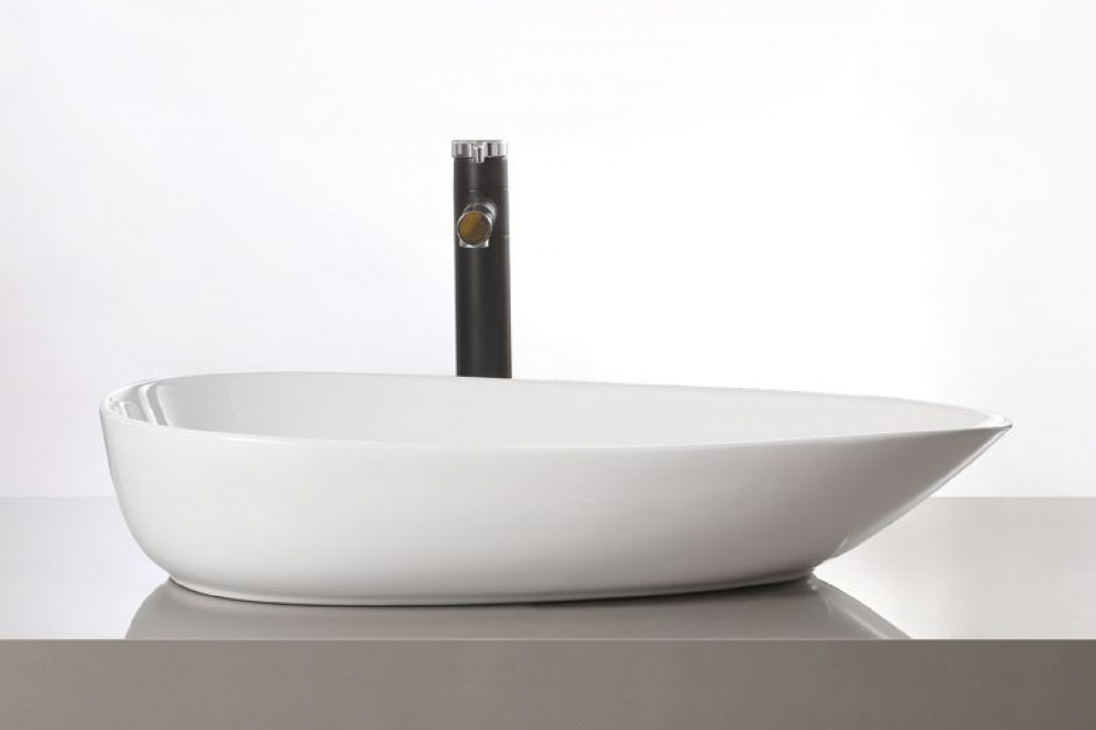 Abber Bequem Раковина накладная овальная 59x36x11h см, цвет: белый AC2117