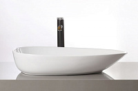 Abber Bequem Раковина накладная овальная 59x36x11h см, цвет: белый AC2117