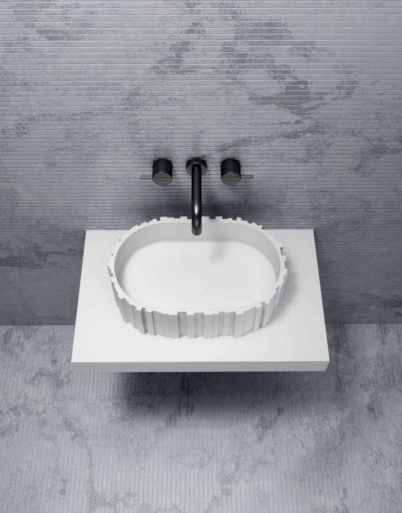 Abber Stein Раковина накладная овальная 56x36x16h см, цвет: белый матовый AS2655