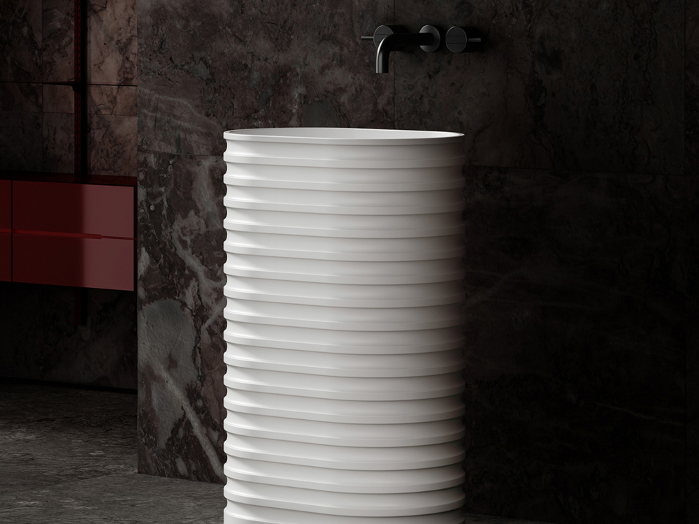 Abber Stein Раковина отдельностоящая овальная 58x38x87h см, цвет: белый матовый AS2550