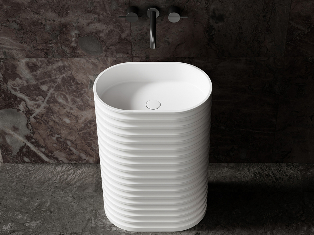 Abber Stein Раковина отдельностоящая овальная 58x38x87h см, цвет: белый матовый AS2550