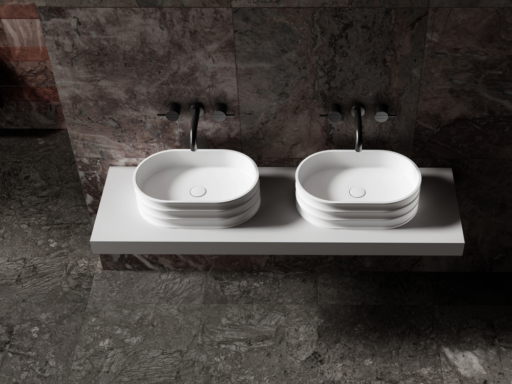 Abber Stein Раковина накладная овальная 56x36x16h см, цвет: белый матовый AS2650