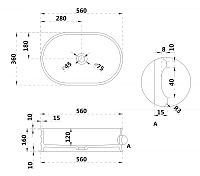 Abber Stein Раковина накладная овальная 56x36x16h см, цвет: белый матовый AS2650