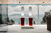 Abber Kristall Раковина отдельностоящая прозрачная круглая 45x45x90h см, цвет: красный AT2701Rubin-H