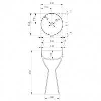 Abber Kristall Раковина отдельностоящая прозрачная круглая 45x45x90h см, цвет: черный/оливковый AT2703Black-Vesuvian