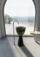 Abber Kristall Раковина отдельностоящая прозрачная круглая 45x45x90h см, цвет: черный/оливковый AT2703Black-Vesuvian