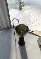 Abber Kristall Раковина отдельностоящая прозрачная круглая 45x45x90h см, цвет: черный/оливковый AT2703Black-Vesuvian