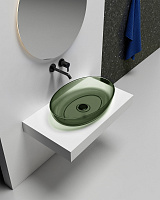 Abber Kristall Раковина накладная прозрачная овальная 60x40x13h см, цвет: оливковый AT2801Vesuvian