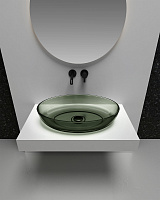 Abber Kristall Раковина накладная прозрачная овальная 60x40x13h см, цвет: оливковый AT2801Vesuvian