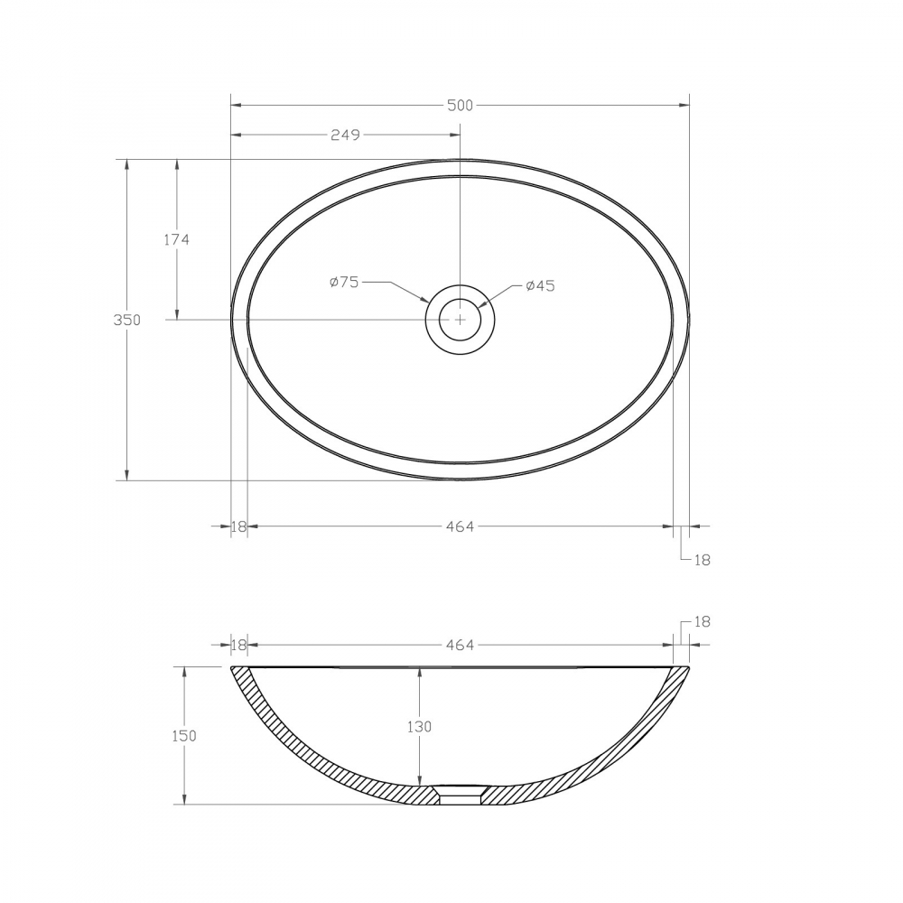 Abber Kristall Раковина накладная прозрачная овальная 50x35x15h см, цвет: бирюзовый AT2802Aquamarin
