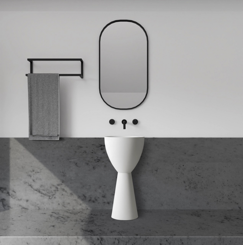 Abber Stein Раковина отдельностоящая круглая 45x45x90h см, цвет: белый матовый AS2507