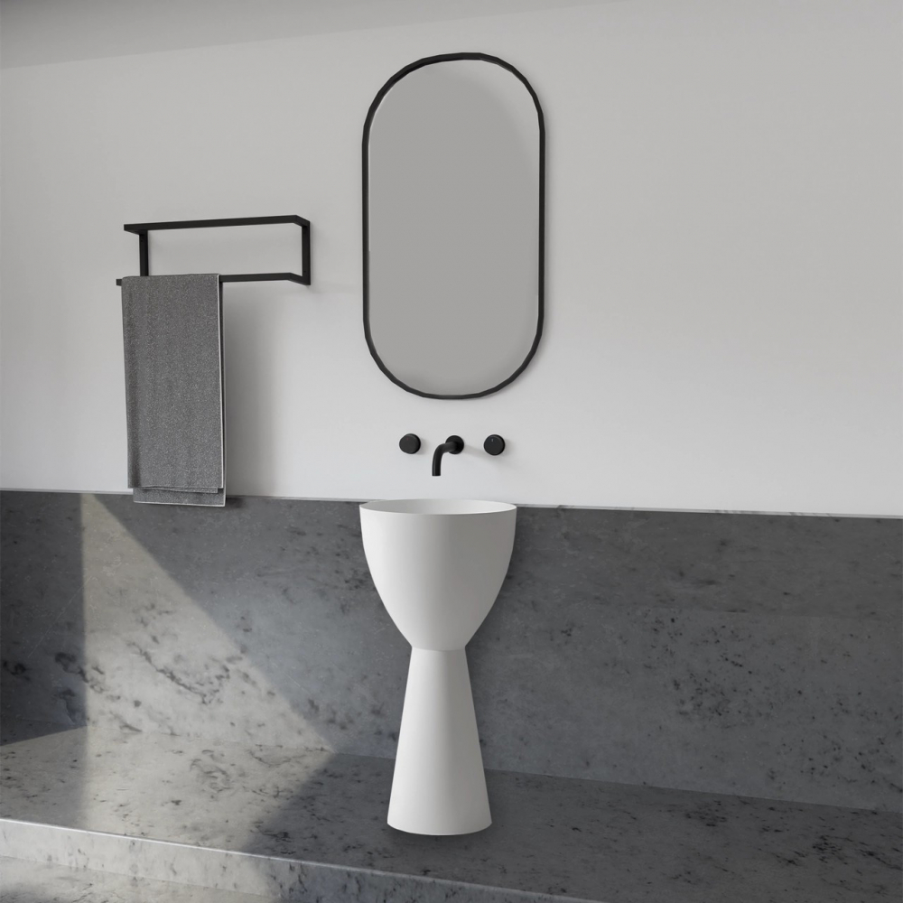 Abber Stein Раковина отдельностоящая круглая 45x45x90h см, цвет: белый матовый AS2507