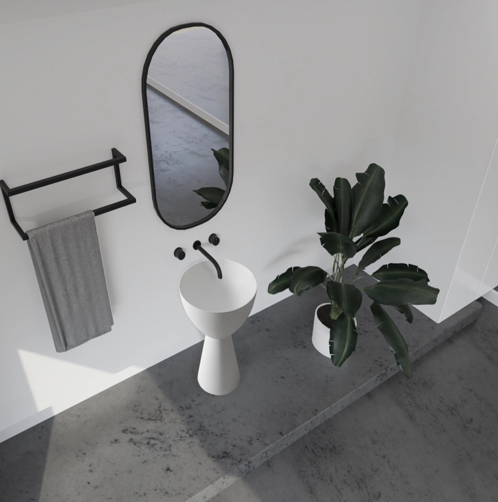 Abber Stein Раковина отдельностоящая круглая 45x45x90h см, цвет: белый матовый AS2507