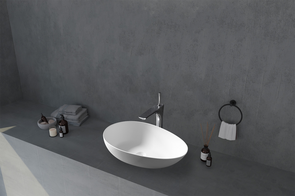 Abber Stein Раковина накладная овальная 60x36x15h см, цвет: белый матовый AS2615