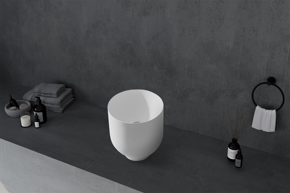 Abber Stein Раковина накладная круглая 40x40x45h см, цвет: белый матовый AS2618