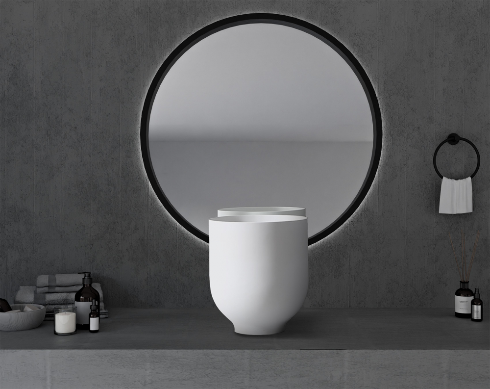 Abber Stein Раковина накладная круглая 40x40x45h см, цвет: белый матовый AS2618