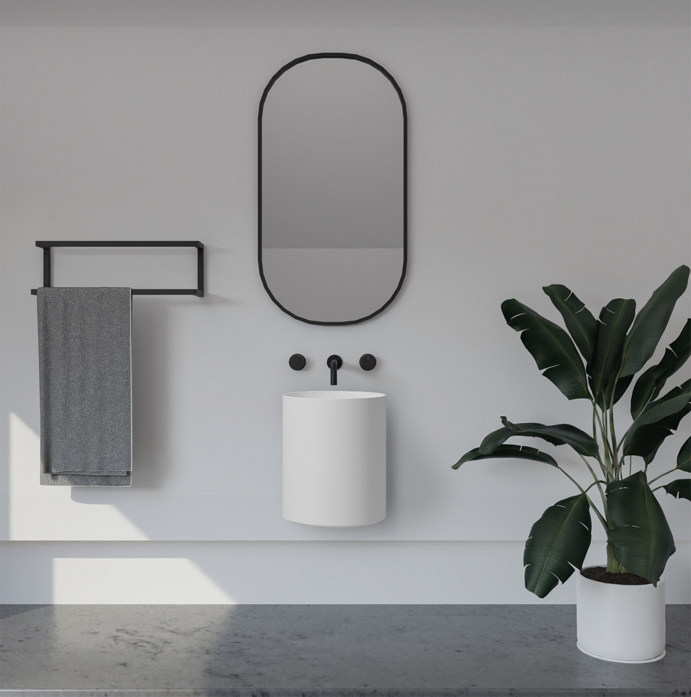 Abber Stein Раковина подвесная круглая 42x42x50h см, цвет: белый матовый AS2624