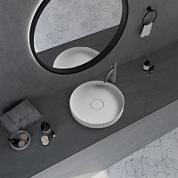 Abber Stein Раковина накладная круглая 40x40x6h см, цвет: белый матовый AS2604