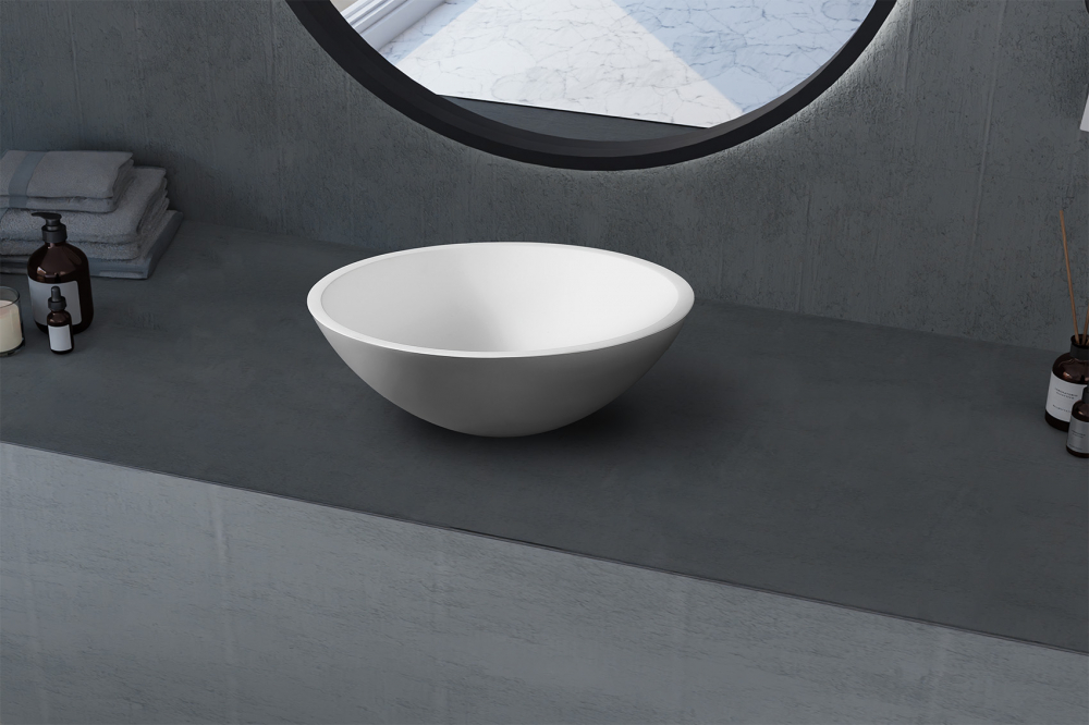 Abber Stein Раковина накладная круглая 40x40x15h см, цвет: белый матовый AS2608