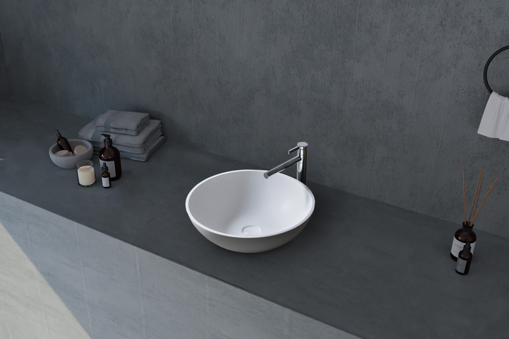 Abber Stein Раковина накладная круглая 40x40x15h см, цвет: белый матовый AS2608