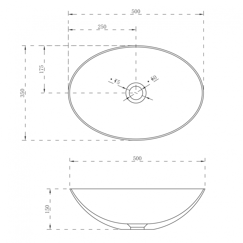 Abber Stein Раковина накладная овальная 50x35x15h см, цвет: белый матовый AS2609