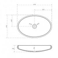 Abber Stein Раковина накладная овальная 60x40x11h см, цвет: белый матовый AS2614