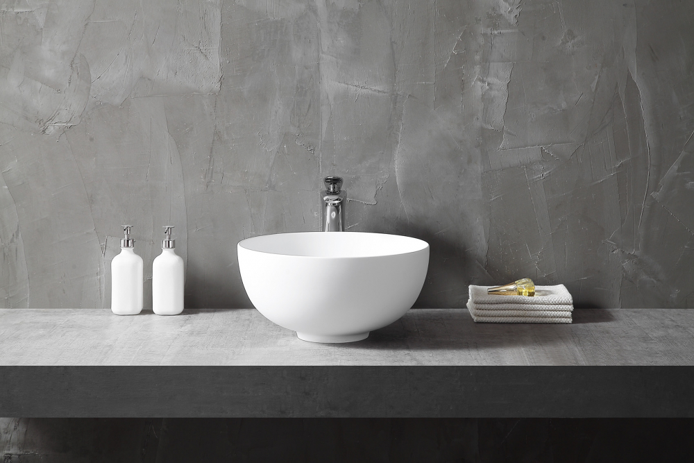 Abber Stein Раковина накладная круглая 40x40x20h см, цвет: белый матовый AS2617