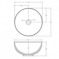 Abber Stein Раковина накладная круглая 40x40x20h см, цвет: белый матовый AS2617