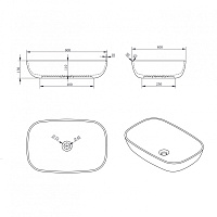 Abber Stein Раковина накладная прямоугольная 60x40x13h см, цвет: белый матовый AS2620