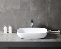 Abber Stein Раковина накладная прямоугольная 60x40x13h см, цвет: белый матовый AS2620