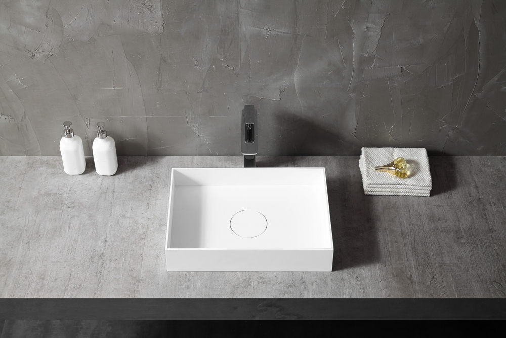 Abber Stein Раковина накладная прямоугольная 50x35x10h см, цвет: белый матовый AS2621