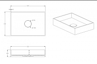 Abber Stein Раковина накладная прямоугольная 50x35x10h см, цвет: белый матовый AS2621