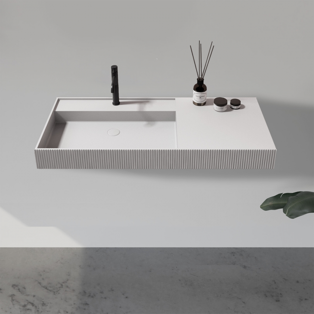 Abber Stein Раковина подвесная прямоугольная 120x48x12h см, цвет: белый матовый AS2628