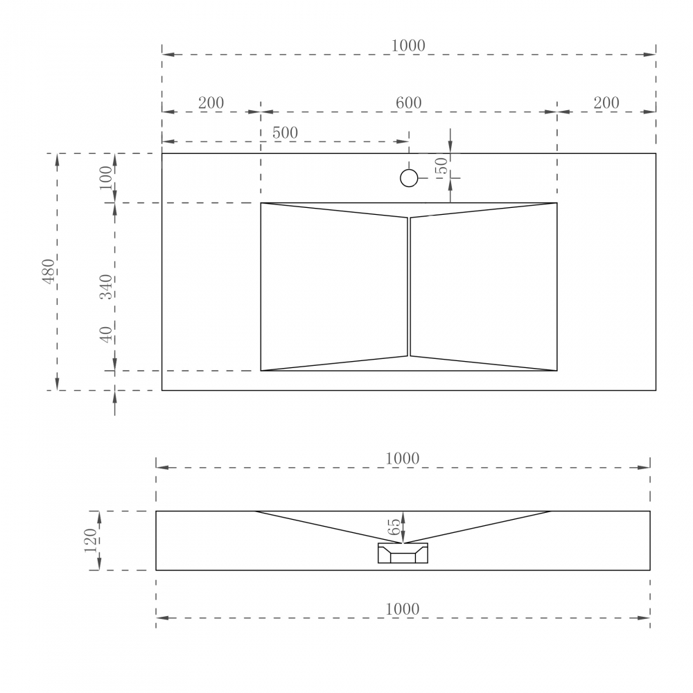 Abber Stein Раковина подвесная прямоугольная 100x48x12h см, цвет: белый матовый AS2641
