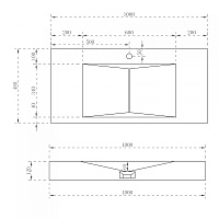 Abber Stein Раковина подвесная прямоугольная 100x48x12h см, цвет: белый матовый AS2641