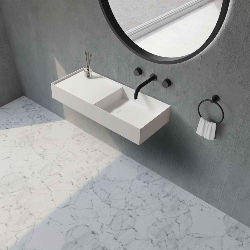 Abber Stein Раковина подвесная прямоугольная 80x36x12h см, цвет: белый матовый AS2648