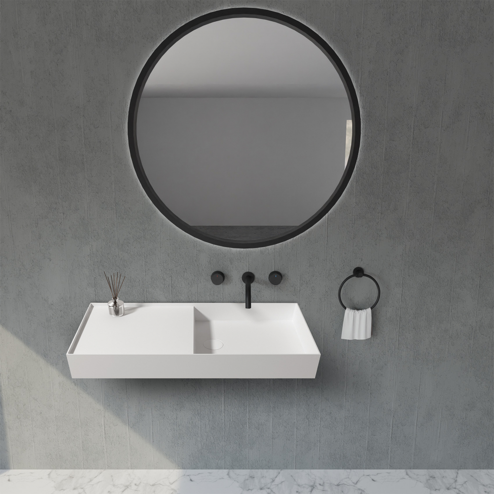 Abber Stein Раковина подвесная прямоугольная 80x36x12h см, цвет: белый матовый AS2648