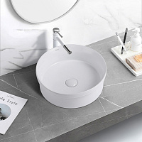 Abber Bequem Раковина накладная круглая 40x40x14h см, цвет: белый AC2103