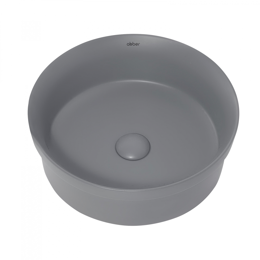 Abber Bequem Раковина накладная круглая 40x40x14h см, цвет: серый матовый AC2103MG
