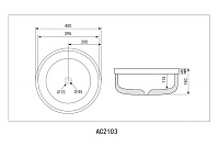 Abber Bequem Раковина накладная круглая 40x40x14h см, цвет: серый матовый AC2103MG