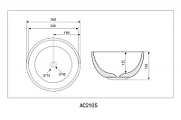 Abber Bequem Раковина накладная круглая 36x36x14,5h см, цвет: белый AC2105