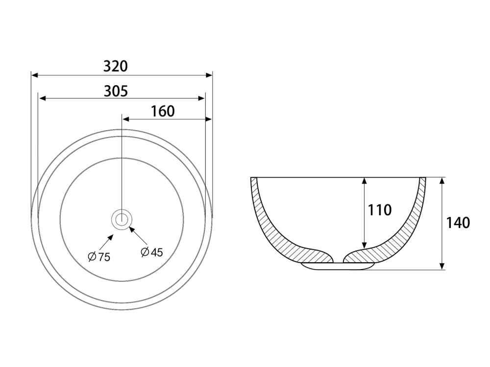 Abber Bequem Раковина накладная круглая 32x32x14h см, цвет: розовое золото AC2106RG